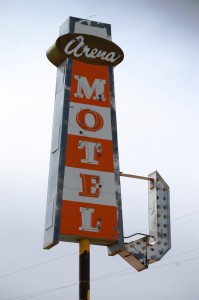 Arena Motel in Shelby, Montana  The sign is all that remains