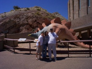 Solomon, Marissa and Sumoflam at Dinosaur National Monument, Dinosaur, Colorado, summer 2002