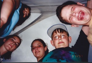 Marissa, Barbara, Amaree, Seth, Solomon under the Gateway Arch in St. Louis, Sept. 1997