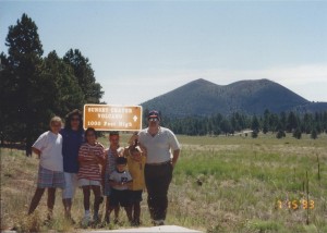Family at Sunset Crater National Monument north of Flagstaff in July 1993