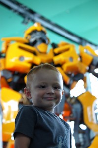Landen with the Transformer "Bumblebee" at the Children's Museum in Indianapolis (told you he "caught the bug") - Sept 2013