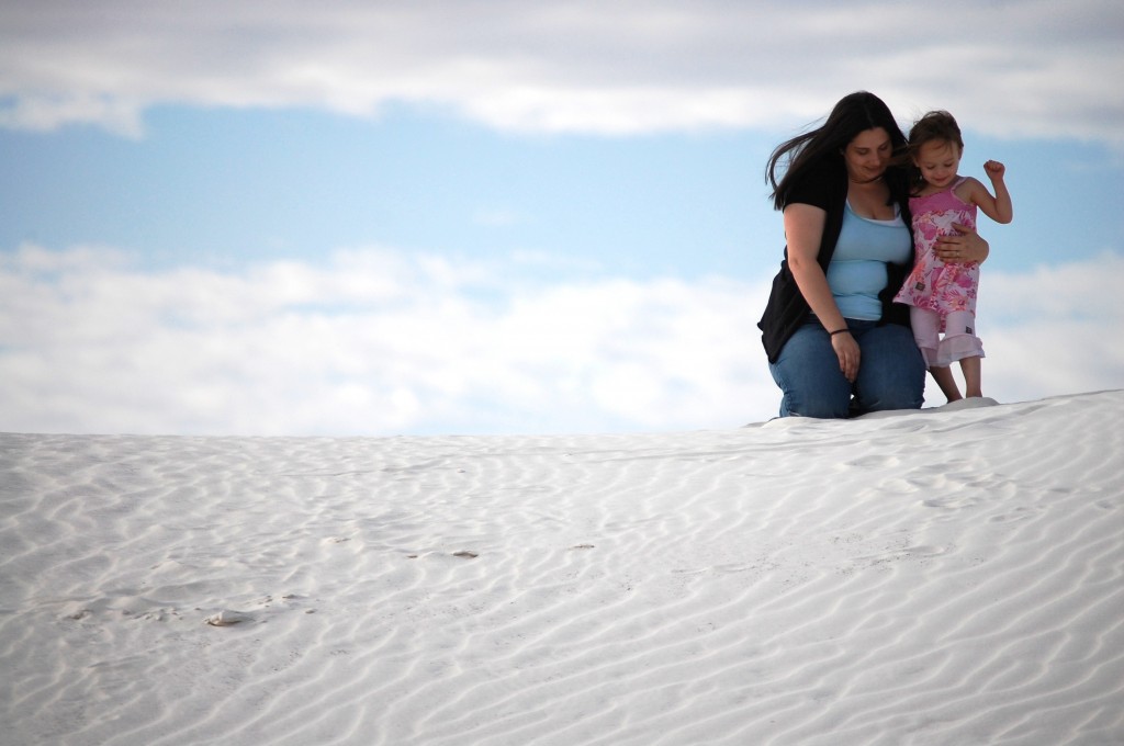 Joselyn with her mother at White Sands National Monument in southern New Mexico, April 2011
