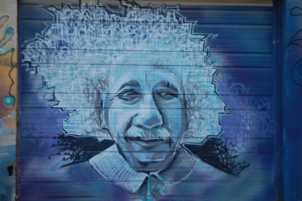 Einstein on garage at DC Electrical on Manchester 