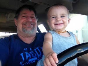 Sumoflam teaches granddaughter Lyla how to drive the backroads of America at an early age