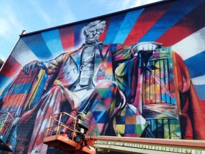 Lincoln by Eduardo Kobra, part of the 2013 PRHBTN Festival in Lexington, Kentucky