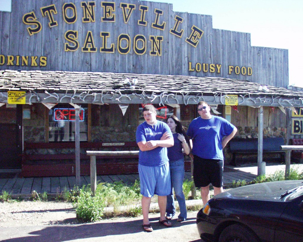 Solomon, Marissa and Seth at the Stoneville Saloon in Alzada, Montana.  A biker bar literally in the middle of nowhere. June 2005