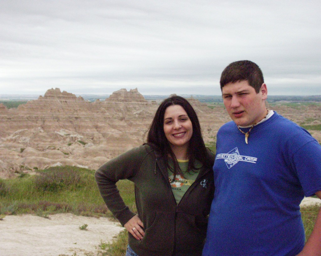 Marissa and Solomon enjoy Badlands National Park in South Dakota - June 2005