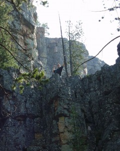 Solomon up high on a cliff near Memorial Falls in Montana, Sept 2007