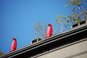 Pink Penguins can be seen all around the WC21 building