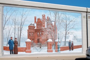 The Howard House - one of 12 floodwall murals in Jeffersonville