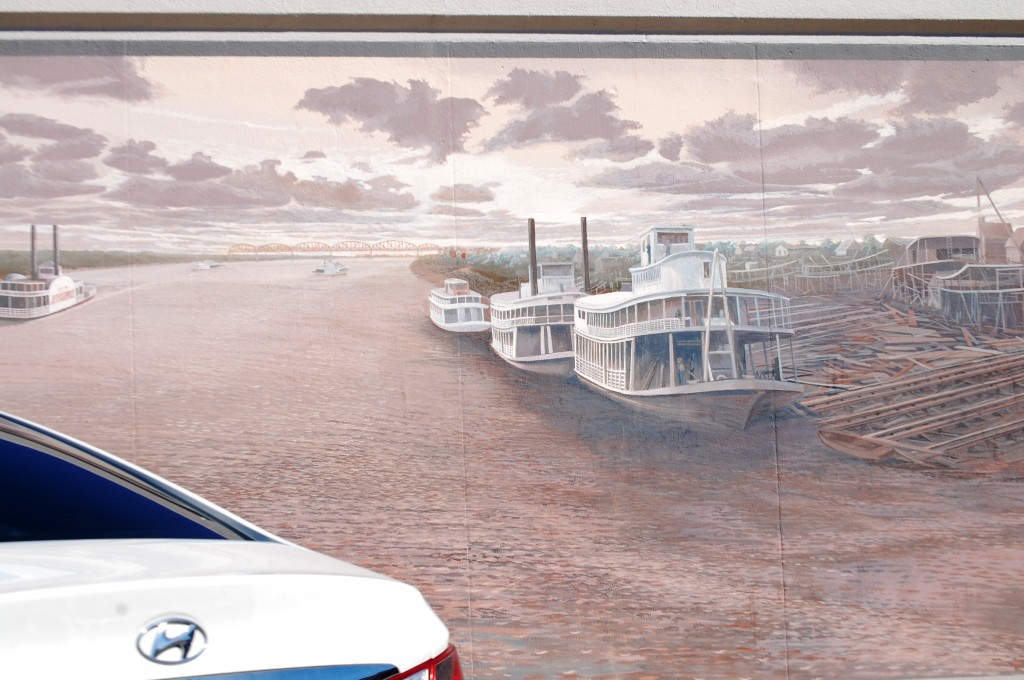 A mural depicting Riverboats on the Ohio in Jeffersonville, IN by Robert Dafford