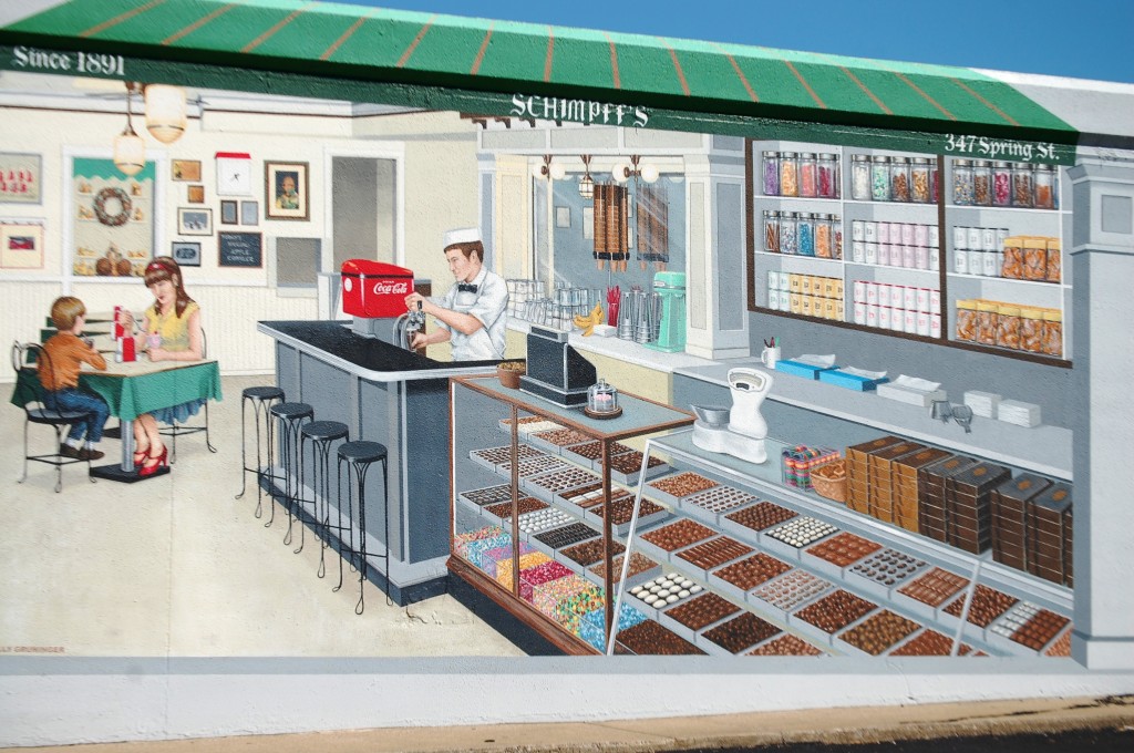 Schimpff's Candy Store - one of 12 floodwall murals by Louisiana artist Robert Dafford