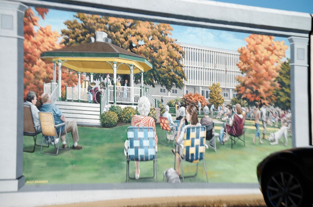 Band Concert in Town Square - one of 12 floodwall murals painted by Robert Dafford