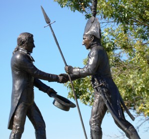 Meriwether Lews meets John Clark at the Falls of the Ohio near present day Clarksville, IN
