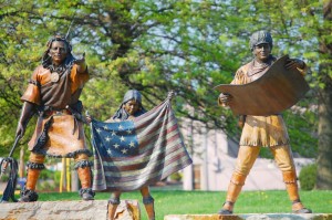 Lewis and Clark Statues with Sacajawea and some Indians in Paducah