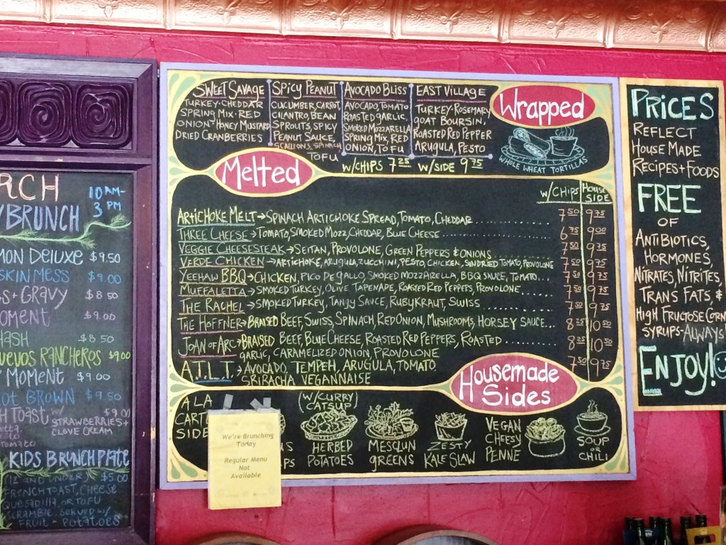 One of Melt's Menu Boards