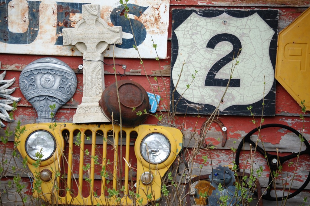 Part of the front display of a "collectibles" shop west of Odanah, WI on US Route 2