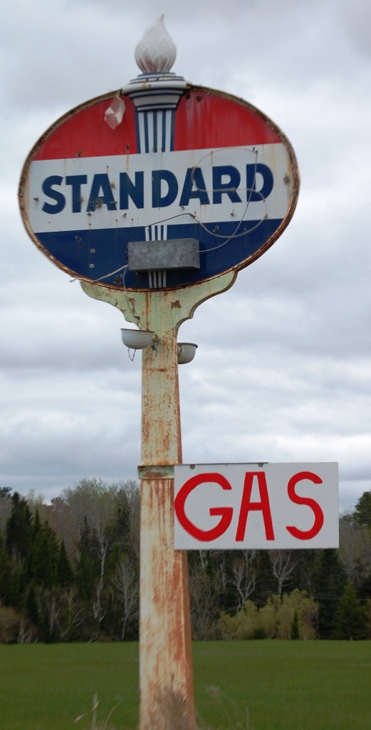 An old Standard gas sign at Pagac's Bar west of Ashland, WI on US Route 2