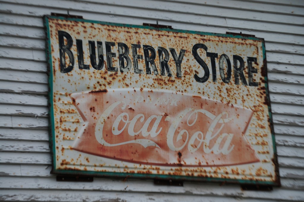 Sign on an old antique store in Blueberry, WI