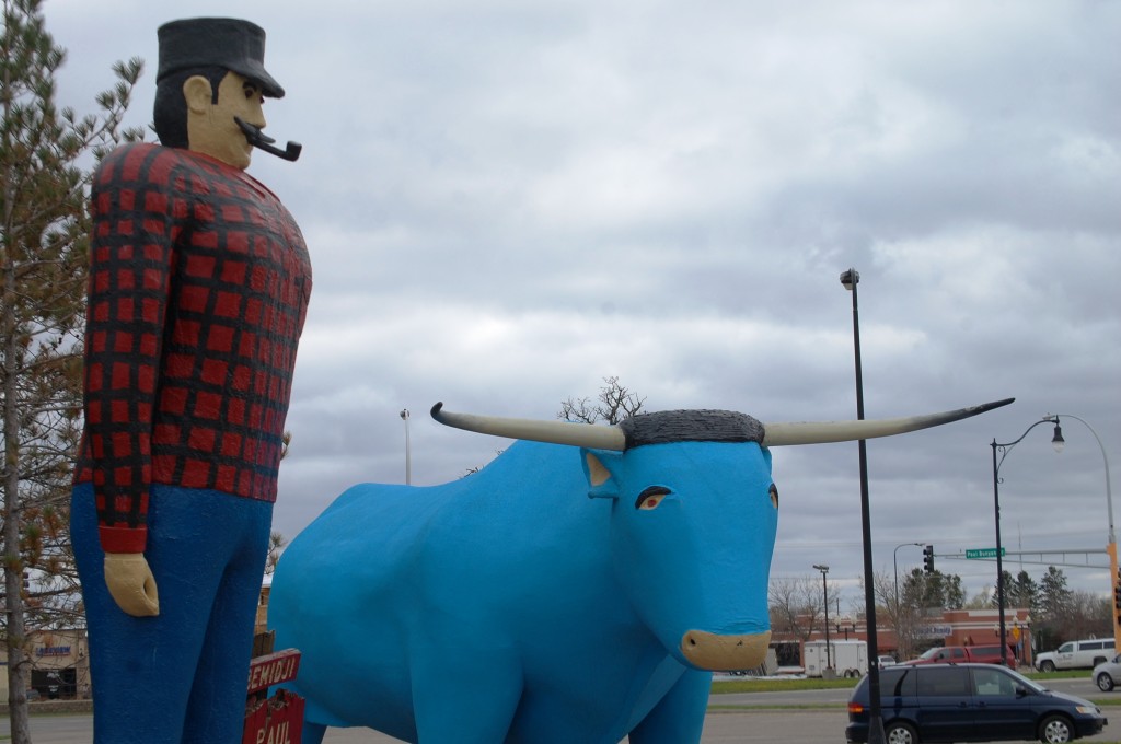 The famed Paul Bunyan and Babe statues made in 1937 in Bemidji, MN