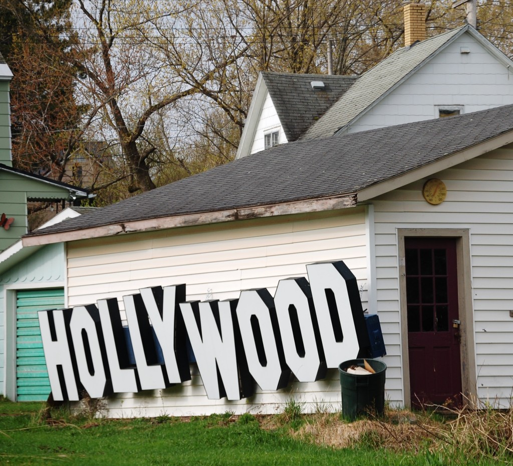 A house in Ironwood has an old Hollywood video sign attached to an out building... Hollywood in Michigan!!
