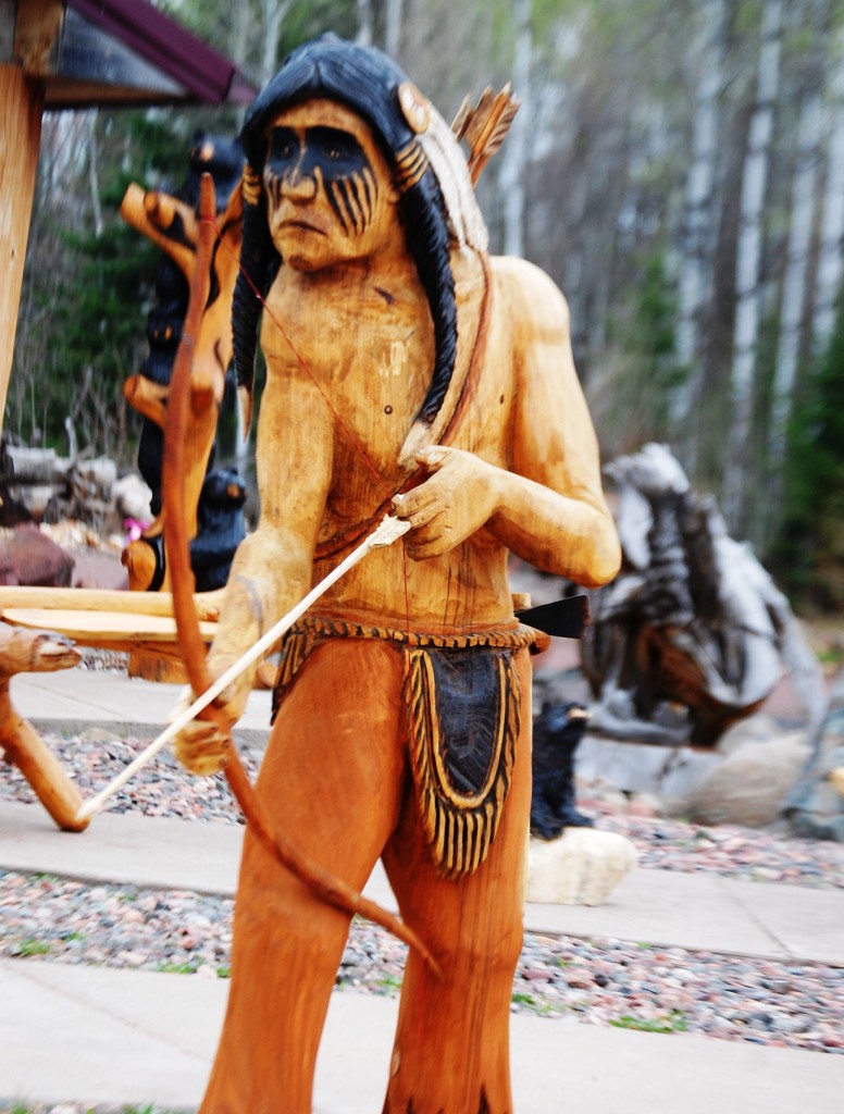 A carving of an Indian at Grizz Works