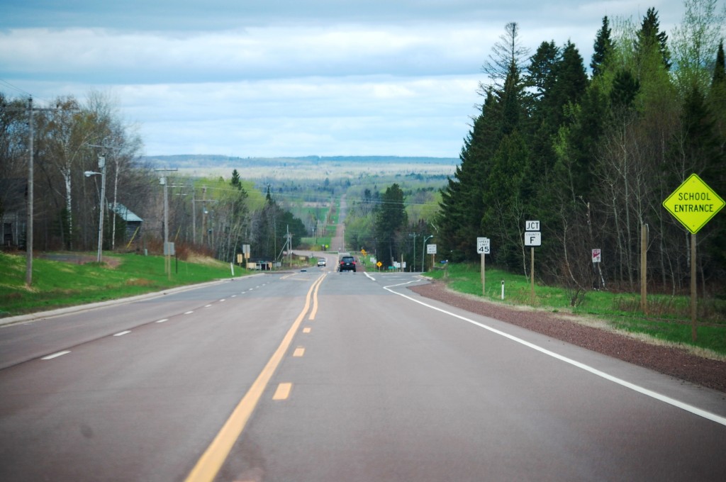 US Route 2 heading west out of Maple towards Superior, WI