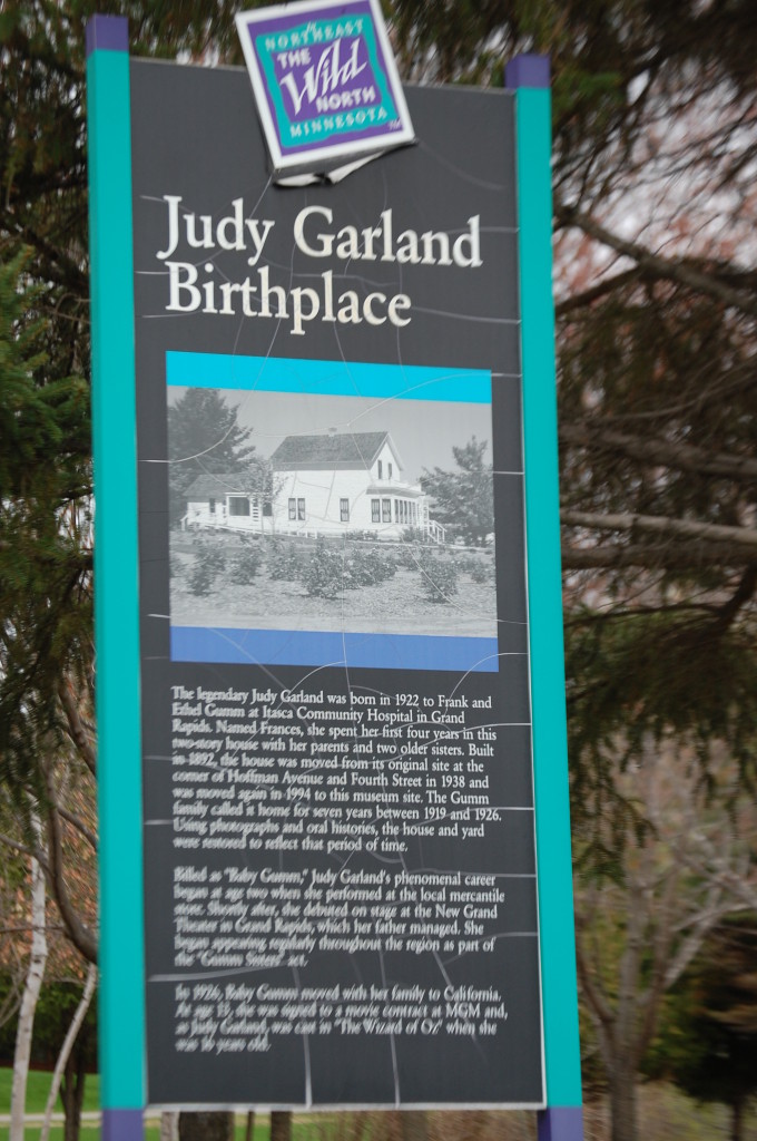 Judy Garland Birthplace placard in Grand Rapids, MN