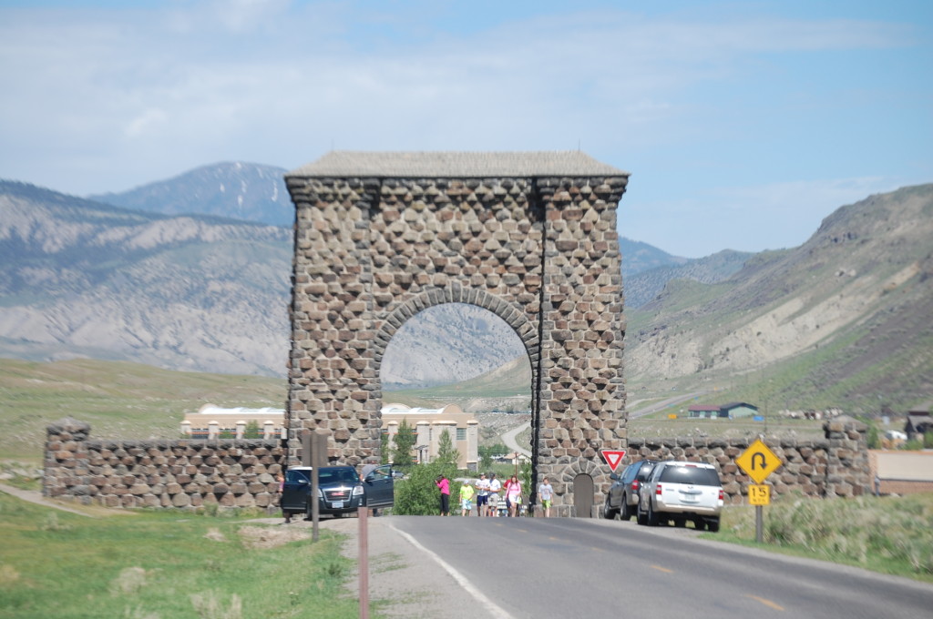 The Roosevelt Arch at the North Entrance of Yellowstone National Park