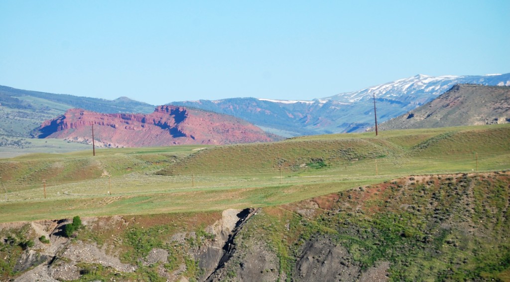 Mountains, mesas and prairies south of Cody, Wyoming
