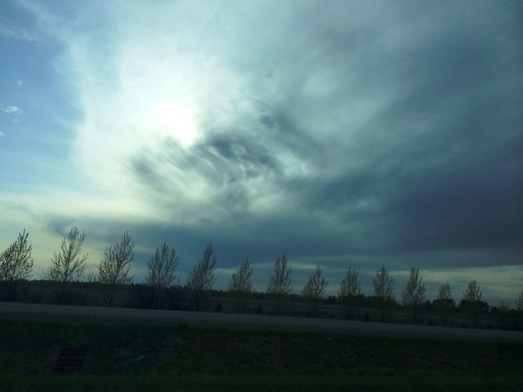 Skies at dusk in northern Wisconsin on US 51 south of Minocqua, WI