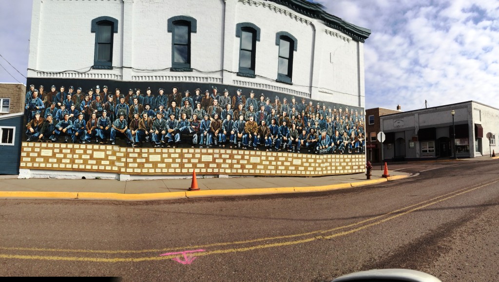The men in Miner's Memorial Mural represent the thousands of men who worked in the Gogebic Range Mines of Michigan and Wisconsin.