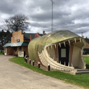 Complete view of the Big Fish Supper Club and the Big Fish in Bena, MN