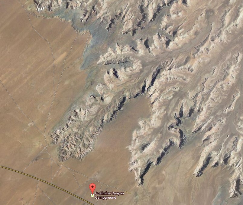 Coal Mine Canyon satellite photo from Google Maps