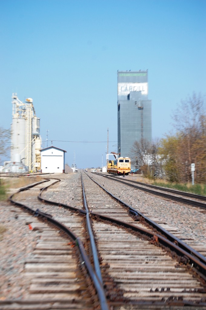 Crossing the tracks in Lakota, ND...looking west