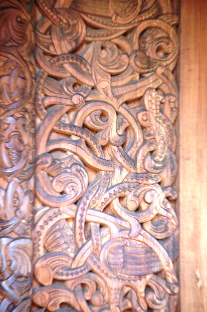 Intricate Wood Carving on the Stave Church doors