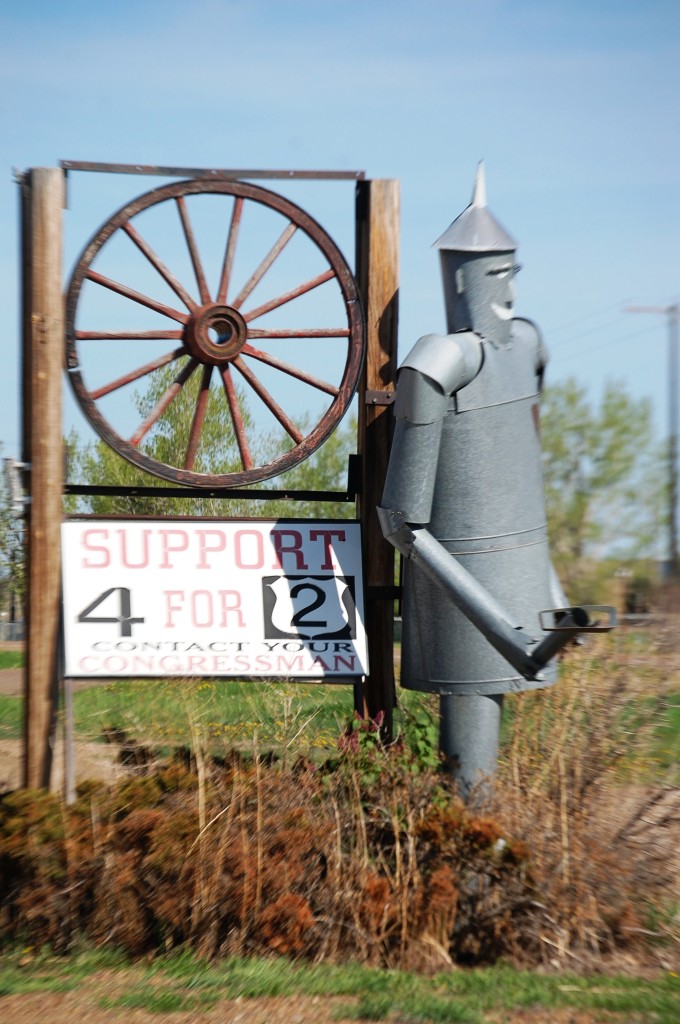 A Tin Man Sign in front of an air conditioning business in Glasgow, Montana