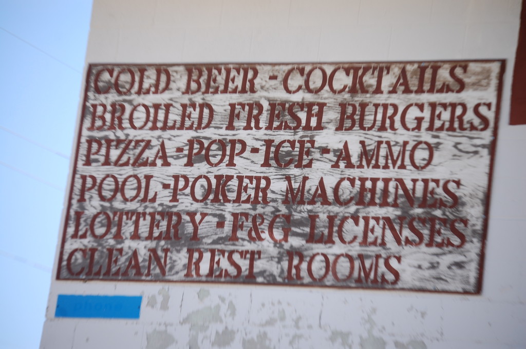 An old sign on a shop in Dodson, MT