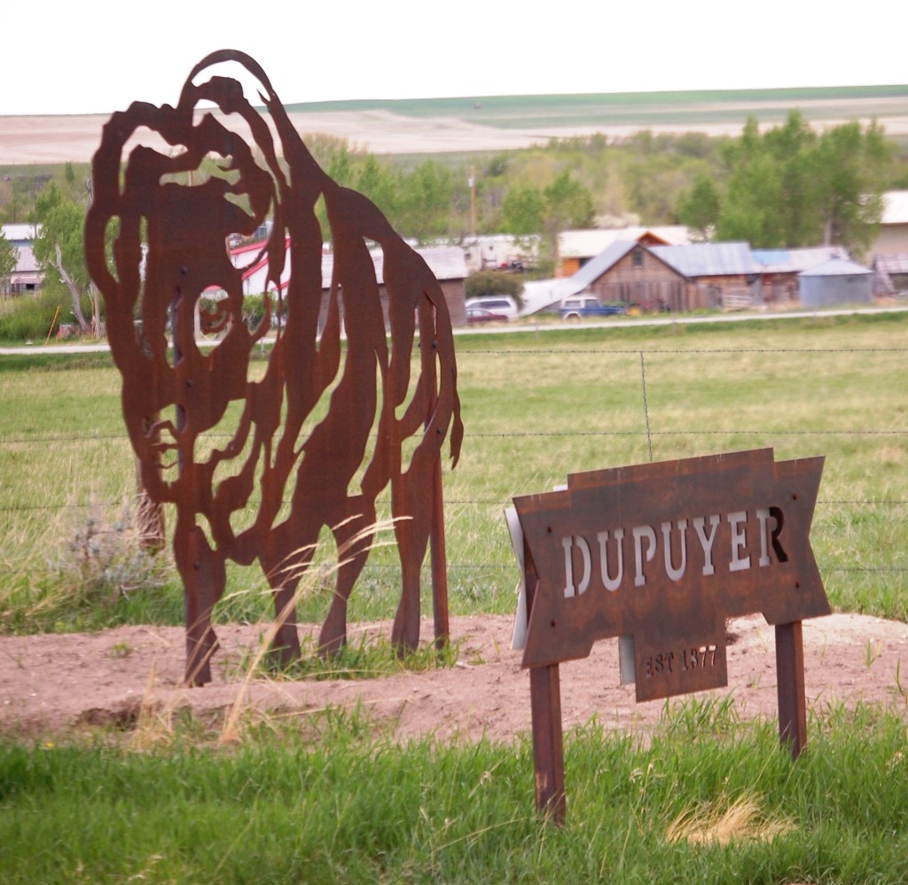 Welcome to Dupuyer, another unique metal town sign, common in northern Montana