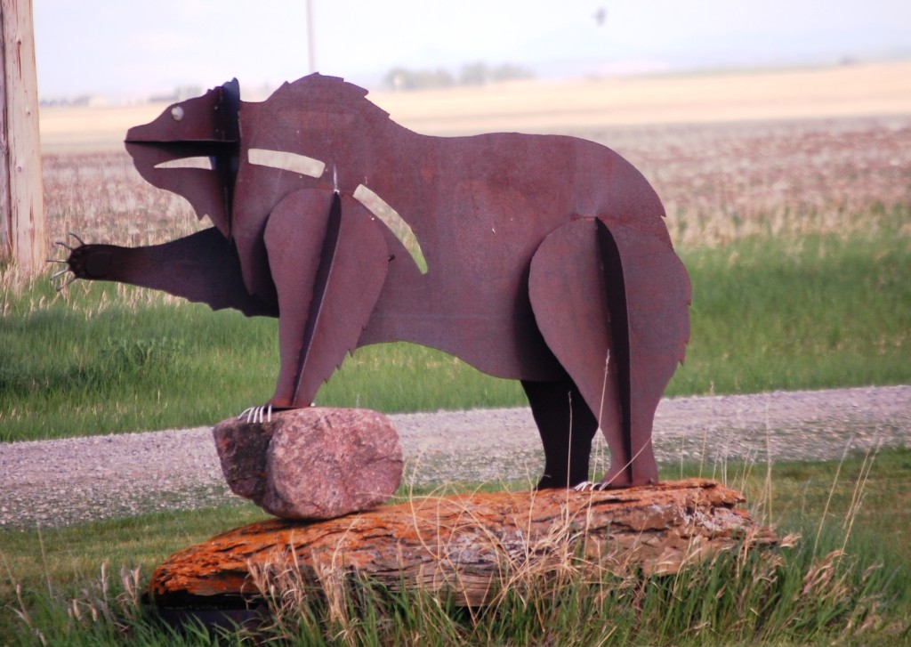 Metal Grizzly Bear in Pendroy, Montana