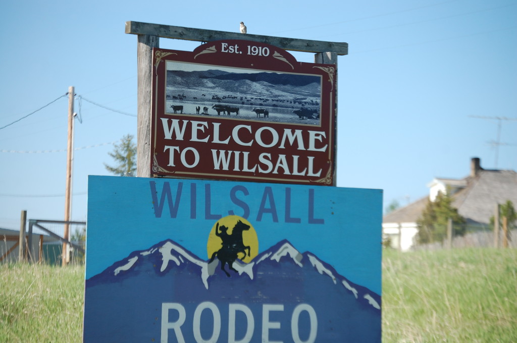 Welcome to Wilsall, Montana (with the Welcome Bird on top of the sign!)