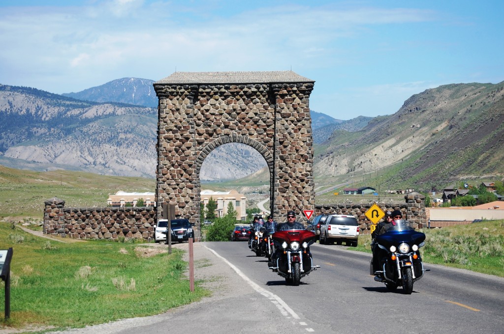 Looking north to Roosevelt Arch and Montana from Yellowstone entrance