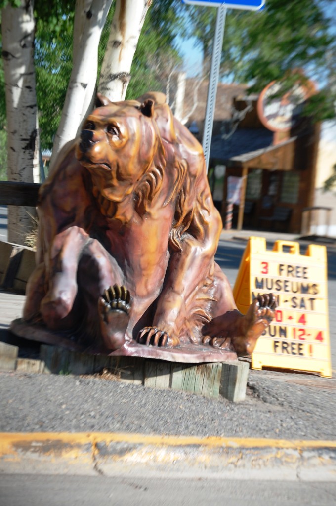 A cuddly bear on a corner in Meeteetse, WY