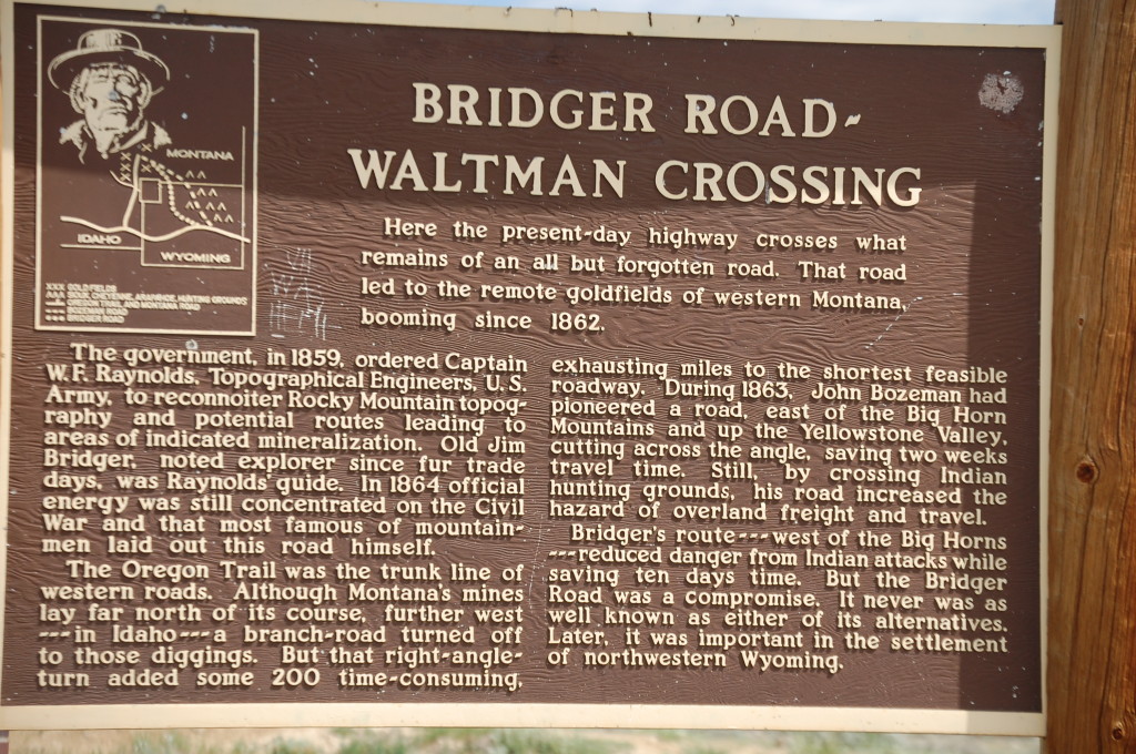 Bridger Road Historical Marker at Rest Area on US 20/26 east of Hiland