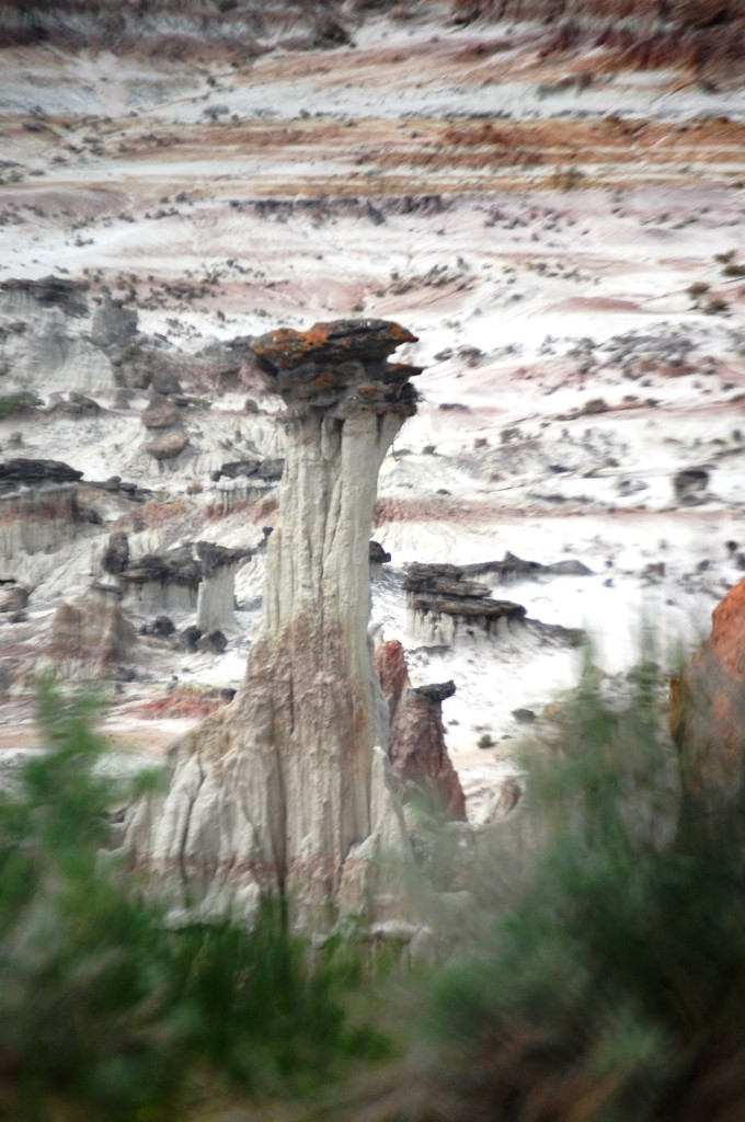 A massive hoodoo pillar in Hell's Half Acre, Wyoming