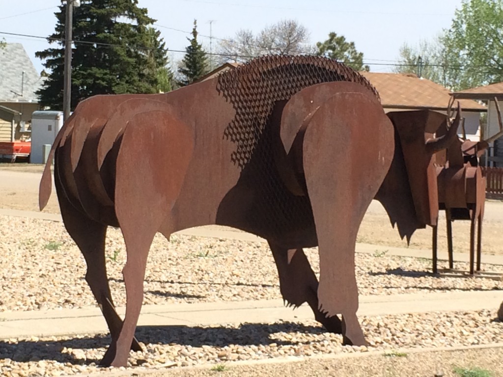 Scrap metal bison in Rudyard, Montana