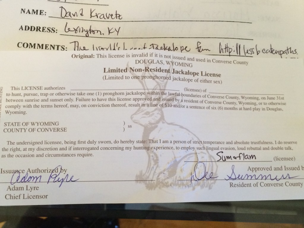 My Official Jackalope License