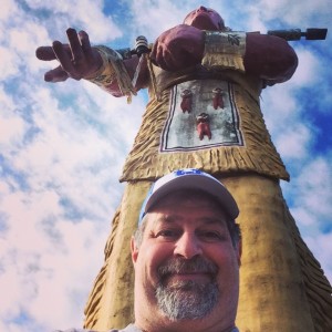 Sumoflam with Hiawatha, America's tallest Indian Statue at over 50 feet