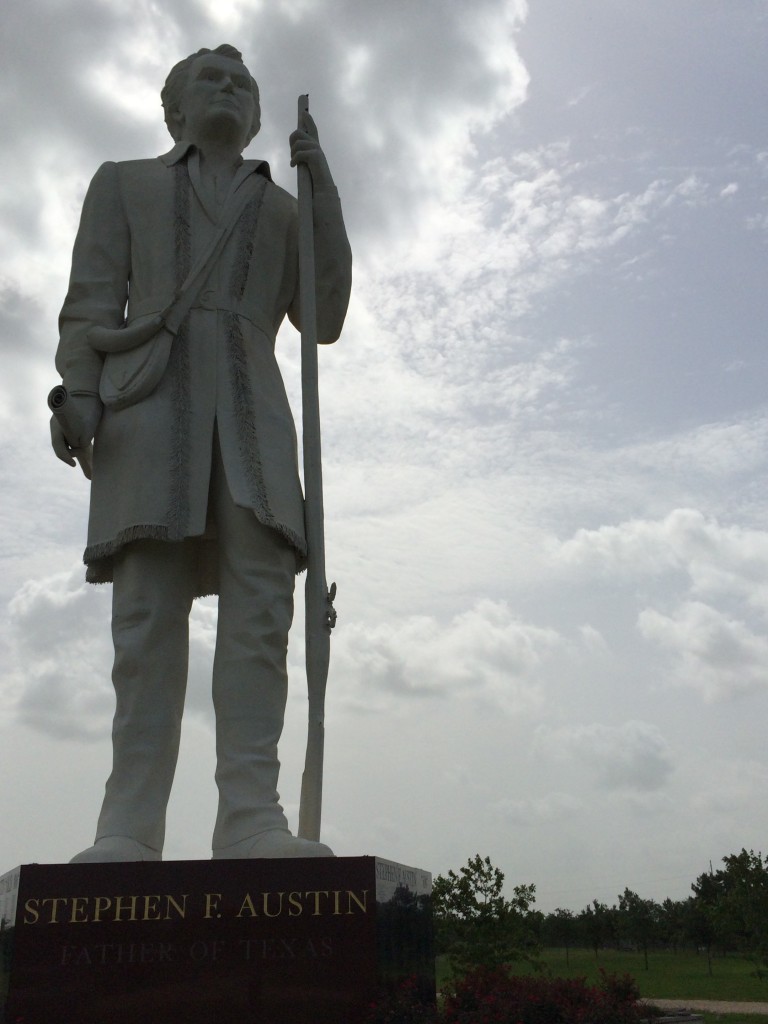 The 76 foot tall Stephen F. Austin Statue in Angleton, Texas