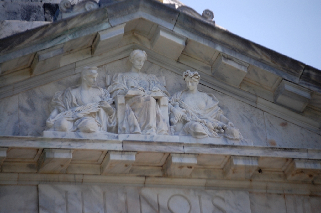 Relief sculpture on top of the Illinois Memorial in Vicksburg
